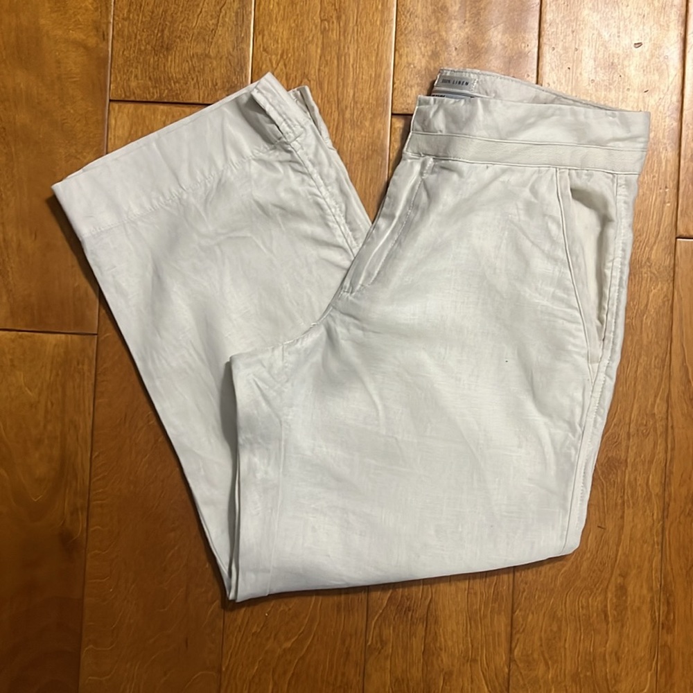 Old Navy Linen Blend Capri Pants Size 6 Cream Cropped Resort Coastal Preppy - Picture 10 of 11